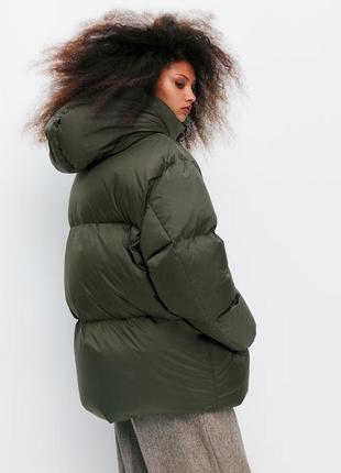 Пуховик оверсайз хакі h&m