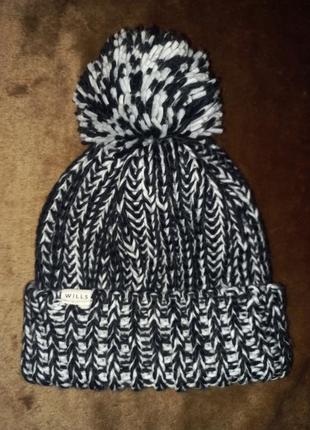 Жіноча зимова шапка jack wills чорно-біла р.54-56