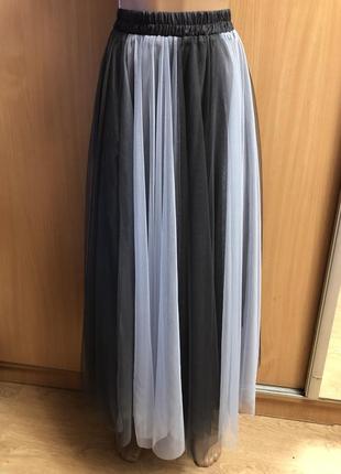 Оригинальная фатин/сетка макси юбка