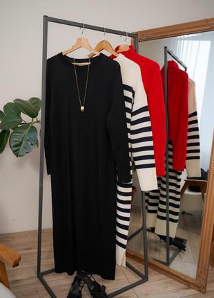 Платье трикотажное zara, теплое платье, вязаное платье