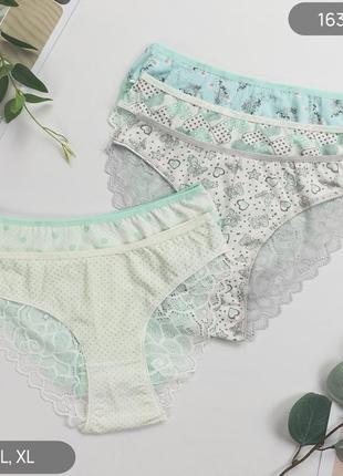 Набор трусиков слипы женские с кружевом nicoletta турция | 5 шт.