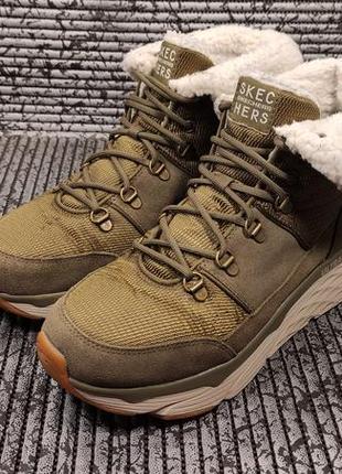 Кожаные зимние утепленные ботинки skechers max cushioning pinnacle, оригинал, 40ррр - 26-26.5см