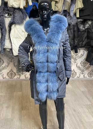 Зимняя парка с натуральным мехом песца