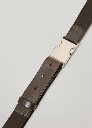 Massimo dutti ремень комбинированный натуральная кожа текстиль6 фото