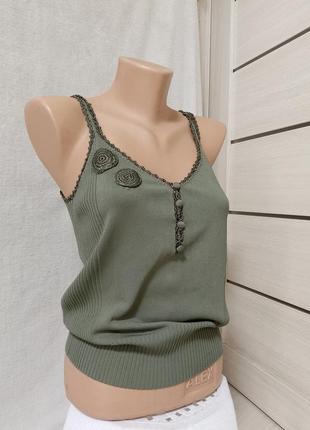 Майка на бретельках с пуговицами хаки koan женская милитари