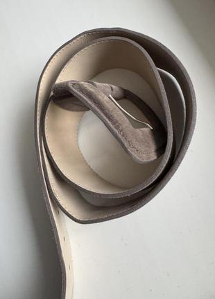 Широкий пояс ремень замшевый замша серый бежевый италия 100