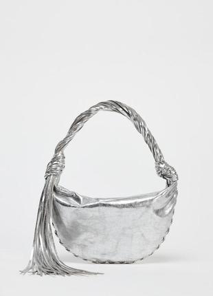 Металізована сумка з бахромою zara