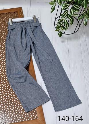 Теплые брюки палаццо в поясе на резинке