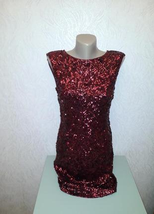 Платье new look бордовое в пайетках