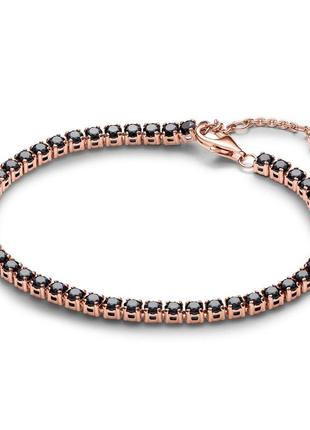 Оригинал original pandora пандора оригинальный серебряный браслет 581469c02 серебро теннисный с черными камнями тениска розовое золото с биркой новый