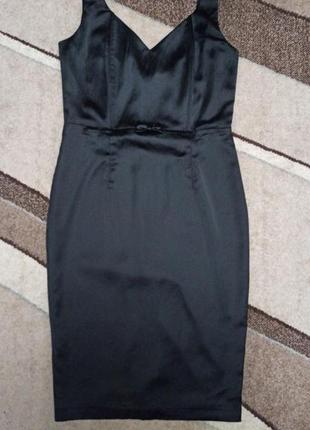Женское черное атласное платье