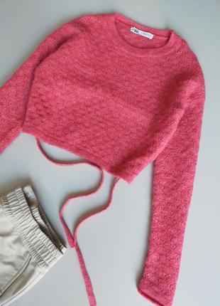 Zara укороченный джемпер с завязками