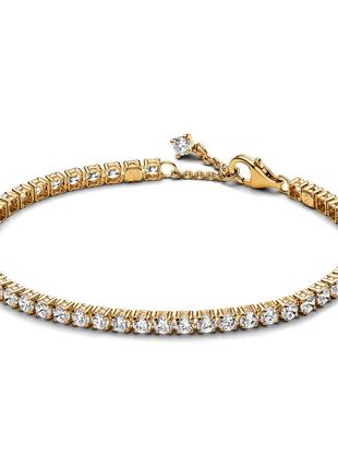 Оригинал original pandora пандора оригинальный серебряный браслет 561469c01 серебро теннисный дизайн с камнями тениска золото с биркой новый