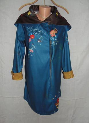 Misslook плащ пальто этно фолк синий цветы друид мавка р.l