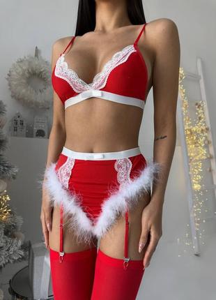Новогодний комплект нижнего белья 18+ <unk> эротическое белье <unk> нижнее белье