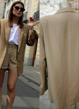 Пиджак горчичный светлый xl-xxl лён шёлковый