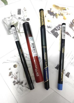 Набір косметики помада maybelline олівець для очей блакитний і сірий wibo синя підводка фломастер l'oréal