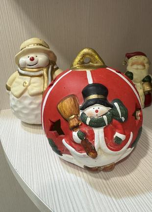 Подсвечник, новогодний декор, снеговик ⛄️ яркий подсвечник