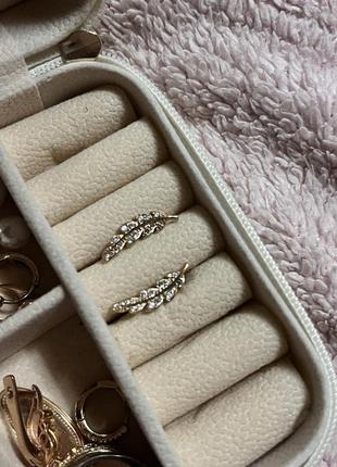 Женские серьги каффы каффы лист перо пиринка мед золото