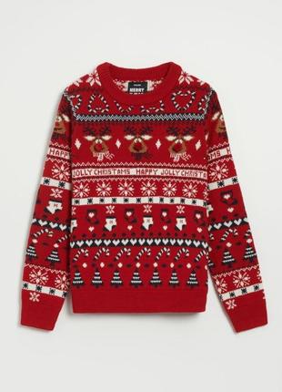 Свитер светопер джемпер рождественский новогодний праздничный базовый новый кофта оверсайз