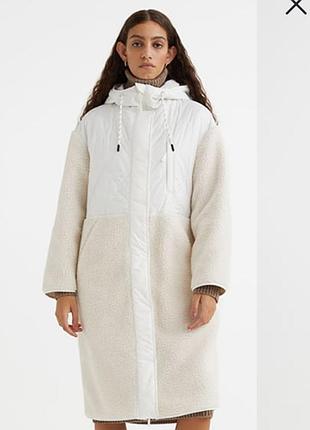 Стеганое пальто тедди h&amp;m куртка искусственный мех пальто