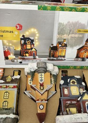 Декоративные домики с led подсветкой. комплект