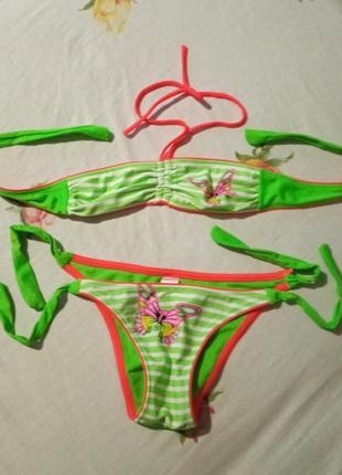 Купальник на девочку, на 7-10 лет, зеленый