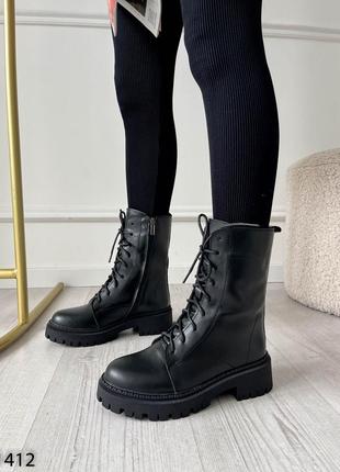 Черные женские зимние ботинки ботинки из натуральной кожи кожаные зимние ботинки ботинки