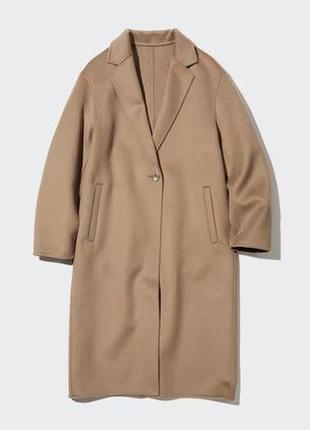 Классическое длинное шерстяное пальто double face uniqlo