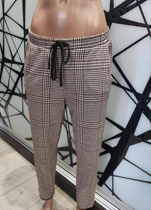 Трикотажные брюки в клетку от zara 44-46