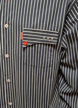 Шикарная хлопковая рубашка чёрного цвета в полоску с лукрой prada made in italy