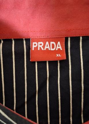 Шикарная хлопковая рубашка чёрного цвета в полоску с лукрой prada made in italy