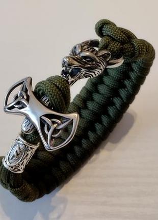 "Древнесломысленный волк" (нержавеющая сталь) браслет паракорд