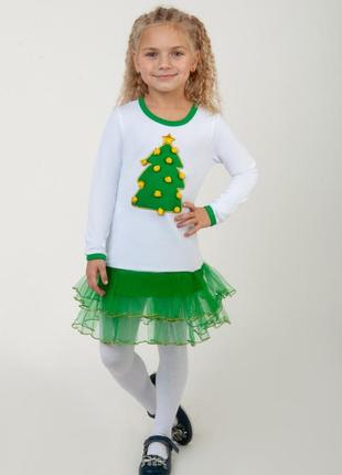 Тепла новорічна сукня ялинка для дівчаток 98-110