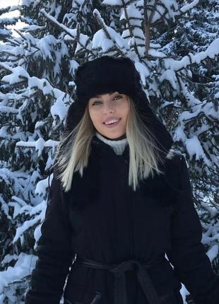 Ушанка черная шапка из искусственного меха ❤️‍🔥 очень стильная
