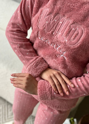Женская теплая мягкая пижама для дома
