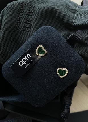 Серьги малахит apm monaco оригинал