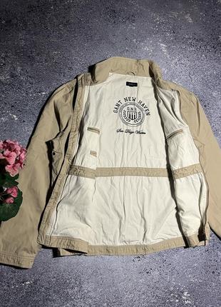 Премиальная бежевая куртка ветровка харингтон мужской gant (оригинал)