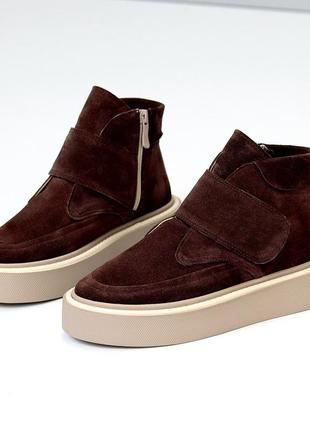 Ботинки "mirra", шоколад, натуральная замша, зима