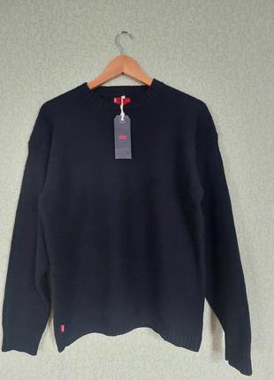 Шерстяной свитер levi's red tab черного цвета 100% шерсть lambswool
