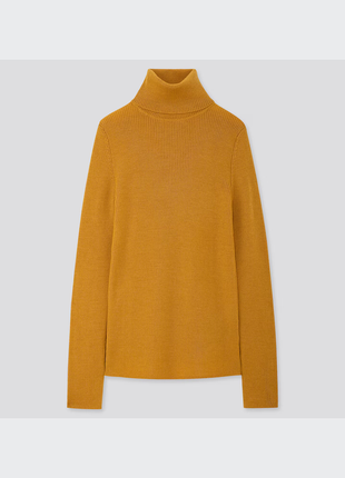 Горчичный шерстяной гольф от uniqlo, 100% шерсть