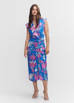 Костюм mango оитной яркий плчжный миди юбка блуза рубашка костюм с юбкой мыды
