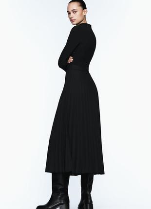Комбінована сукня середньої довжини з плісированою спідницею від zara, розмір xs**8 фото