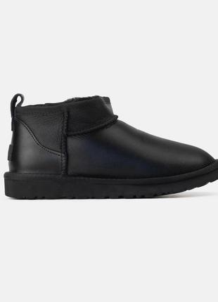 Уггі ugg ugg ultramini black leather натуральне хутро