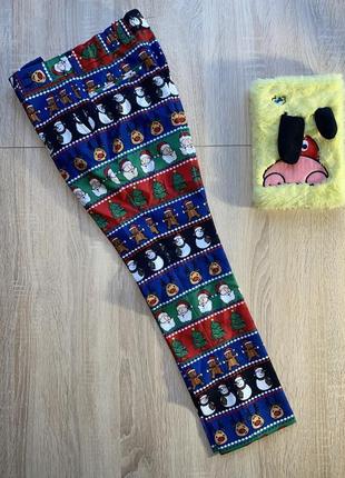 Кружевные брюки с новогодним принтом на 9 лет next