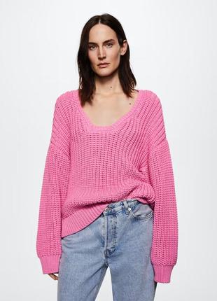 Светр вʼязаний яскравий товста вʼязка, светр вільний вязаный свитер