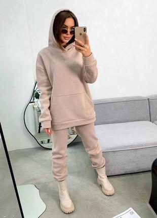 Женский спортивный костюм на флисе с капюшоном🥰