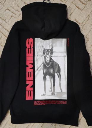 Бренд black squad enemy, оригинальная мужская толстовка, худи с принтом, черного цвета.