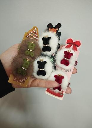 Норкові резиночки з ведмедиком 🩷