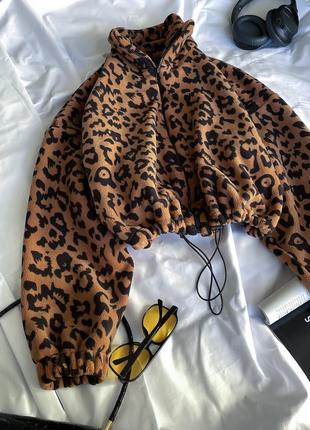 Леопардовая флисовая кофта, толстовка, свитшот